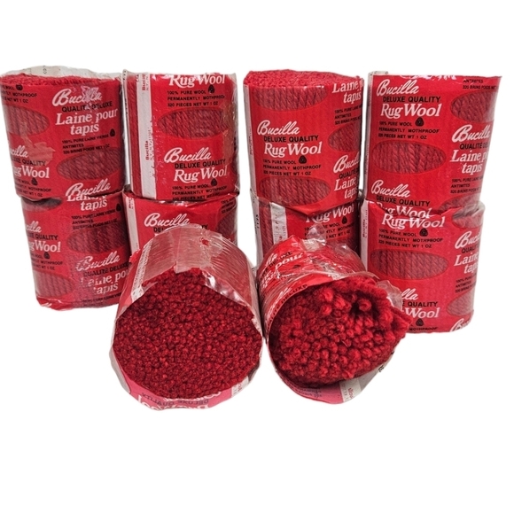 NWT Vintage Bucilla Pure Wool Latch Hook Rug Yarn Red‎ Color 4 Lot of 10 - Picture 5 of 5